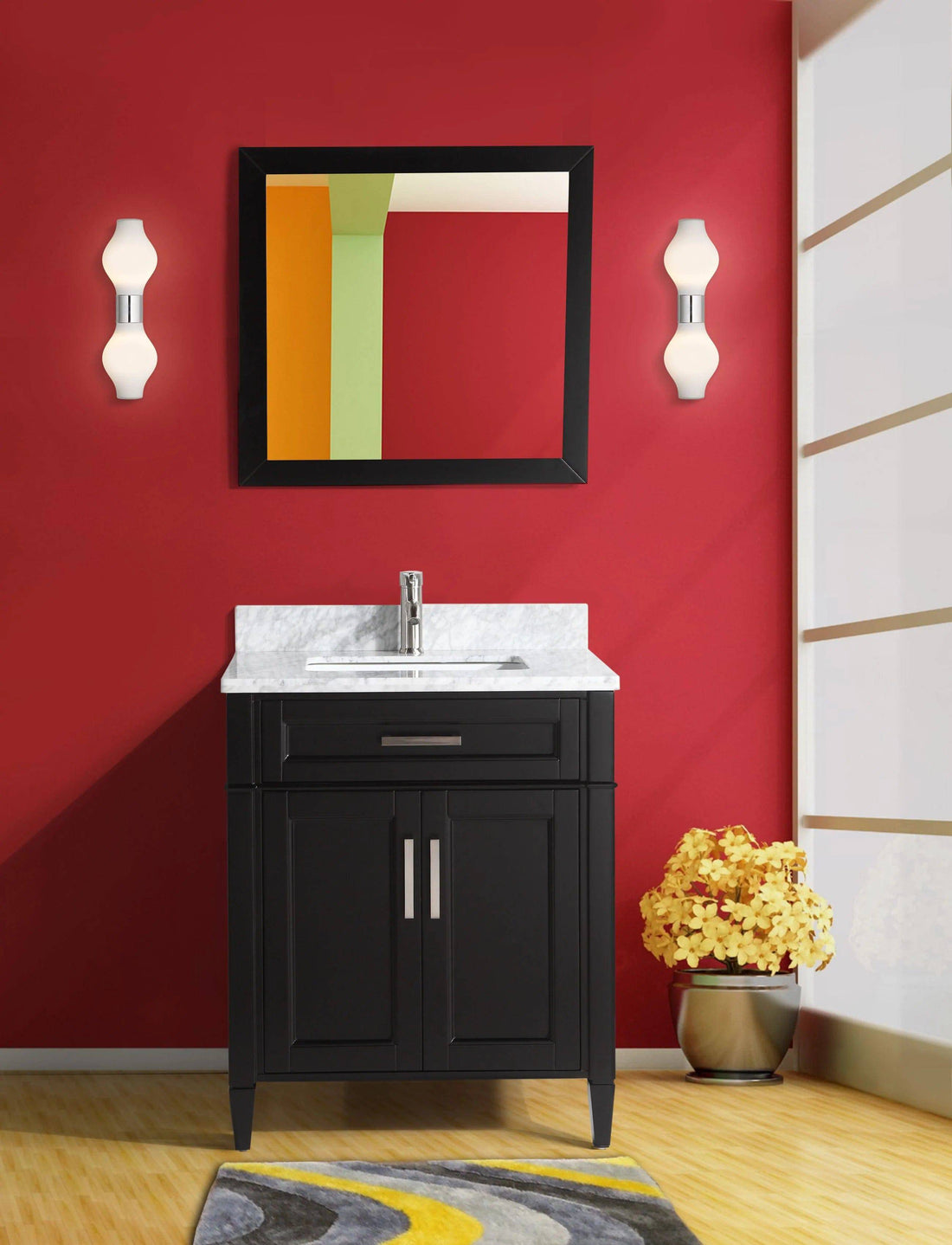 30 in. Single Sink Bathroom Vanity Set in Espresso,Carrara Marble Stone Top - Decohub Home