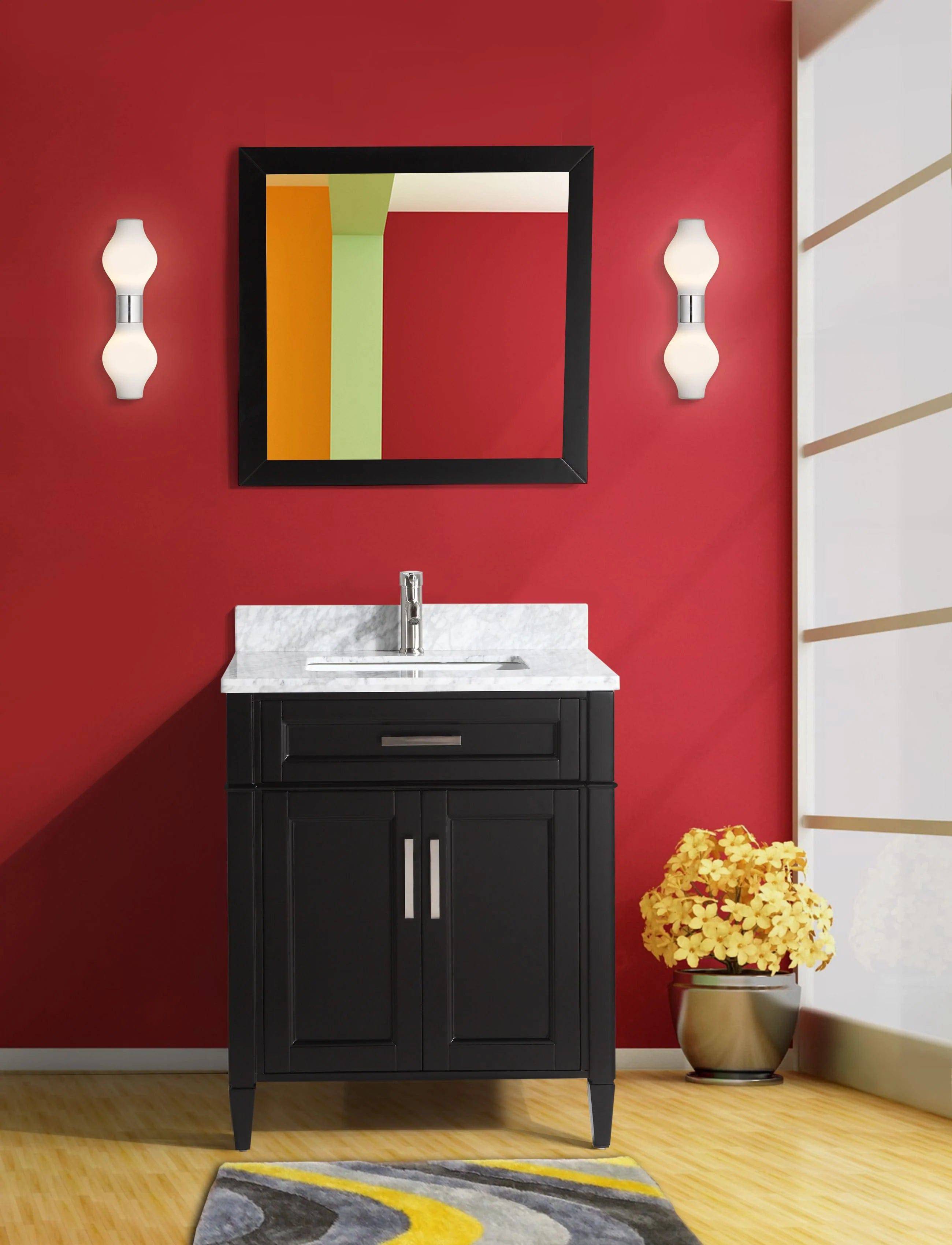 30 in. Single Sink Bathroom Vanity Set in Espresso,Carrara Marble Stone Top - Decohub Home
