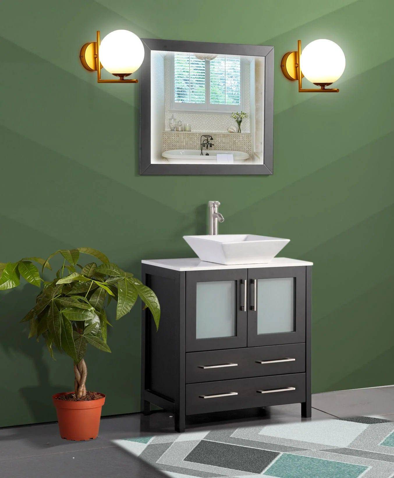 30 in. Single Sink Small Bathroom Vanity Set in Espresso - Decohub Home