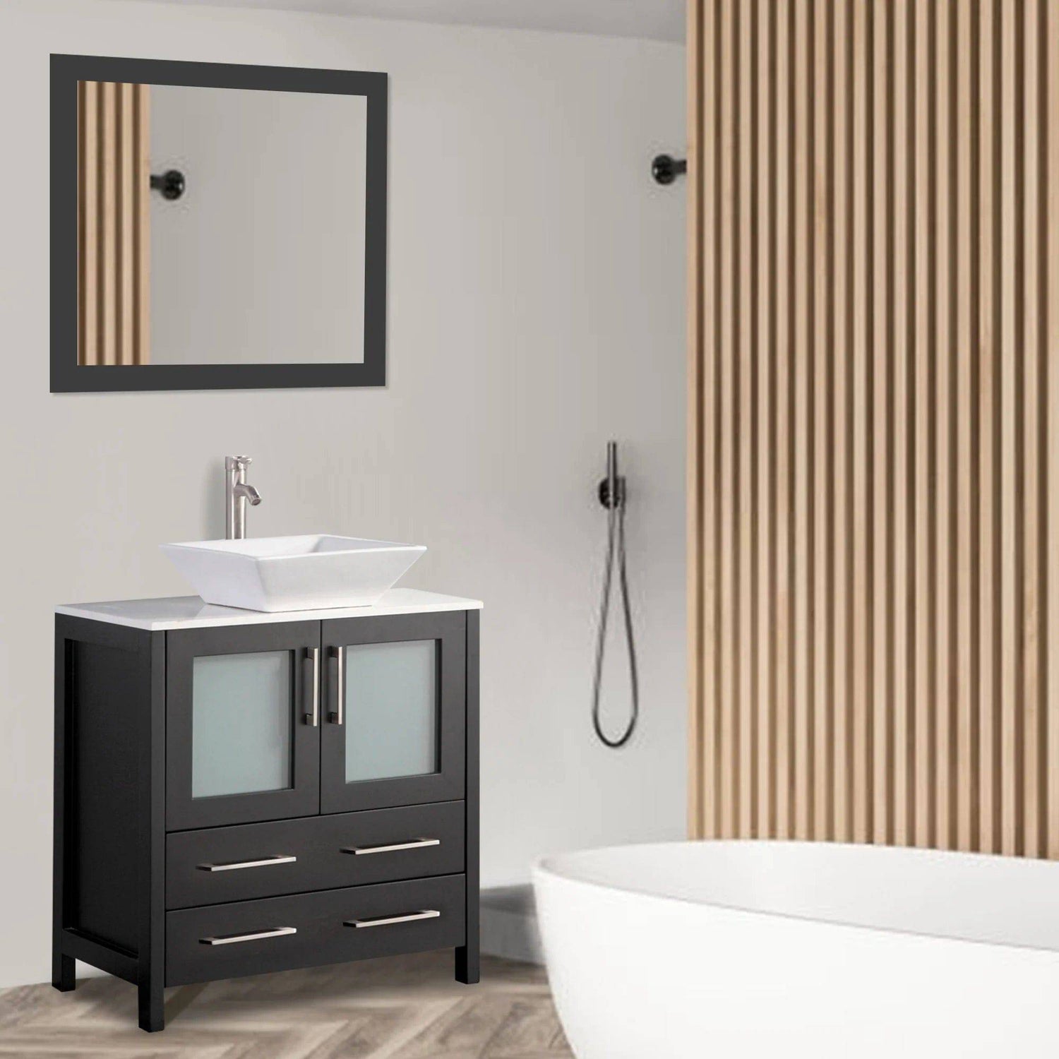 30 in. Single Sink Small Bathroom Vanity Set in Espresso - Decohub Home