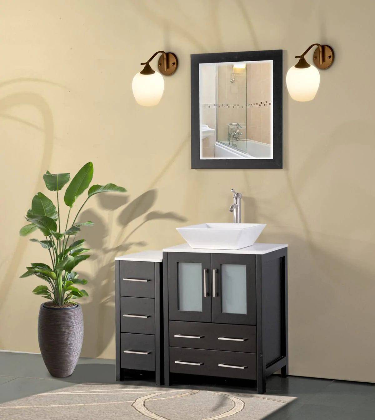 36 in. Single Sink Bathroom Vanity Combo Set in Espresso - Decohub Home