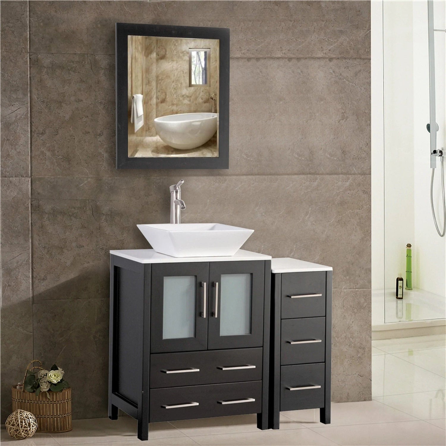 36 in. Single Sink Bathroom Vanity Combo Set in Espresso - Decohub Home