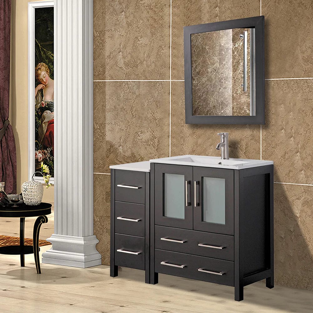 36 in. Single Sink Modern Bathroom Vanity Combo Set in Espresso - Decohub Home