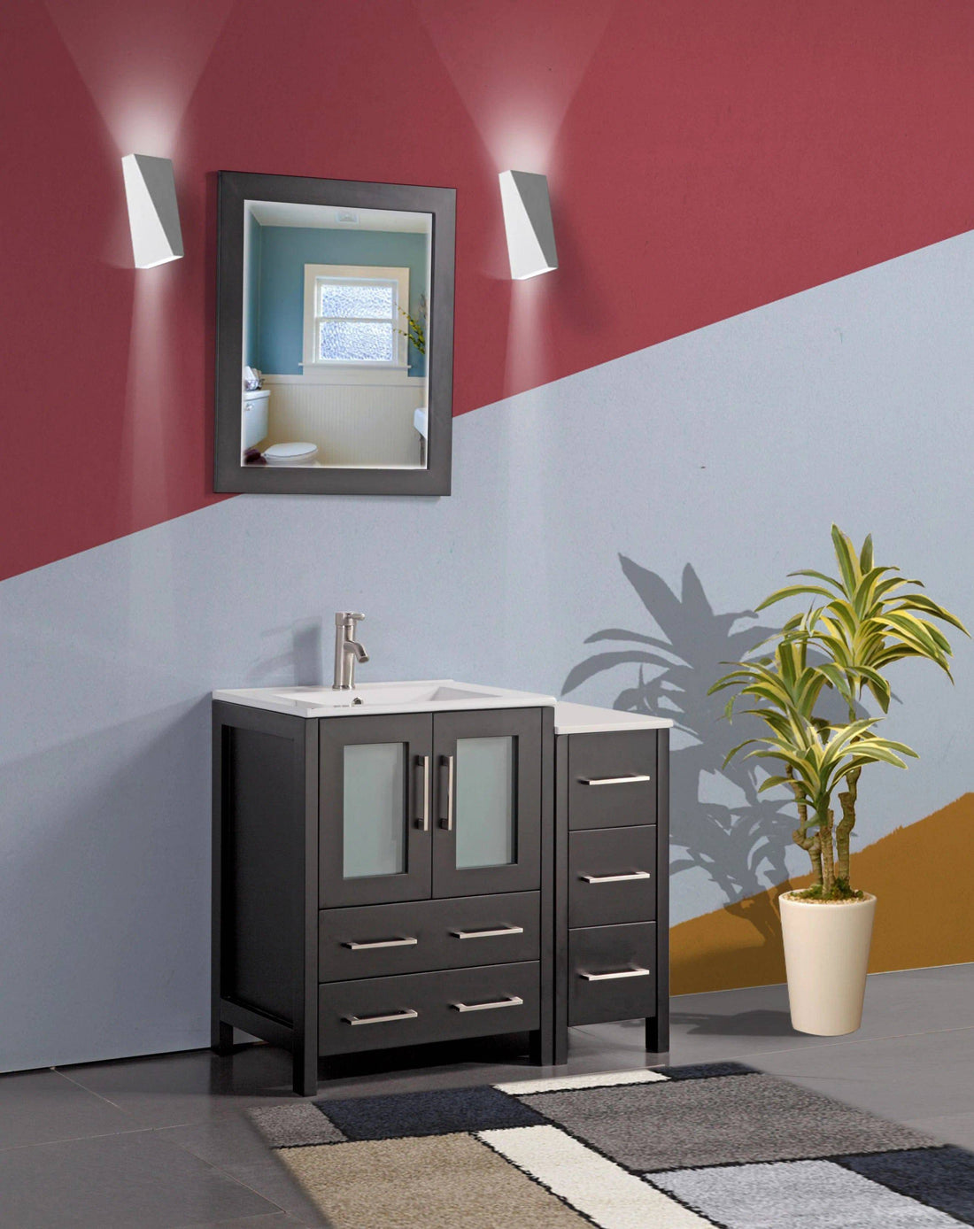36 in. Single Sink Modern Bathroom Vanity Combo Set in Espresso - Decohub Home