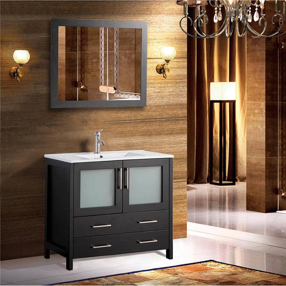 36 in. Single Sink Modern Bathroom Vanity Compact Set in Espresso - Decohub Home