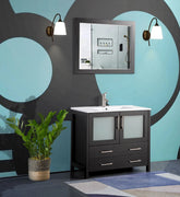 36 in. Single Sink Modern Bathroom Vanity Compact Set in Espresso - Decohub Home