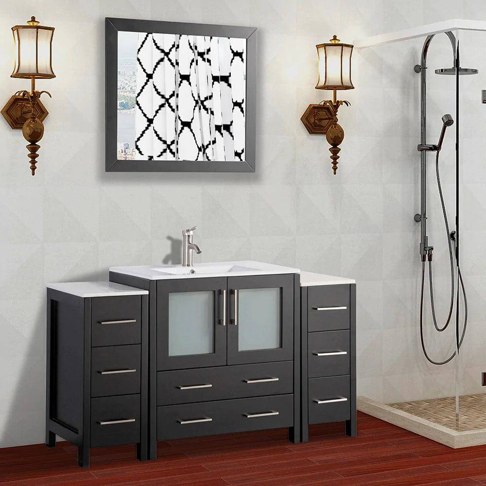 54 in. Single Sink Bathroom Vanity Combo Set in Espresso - Decohub Home