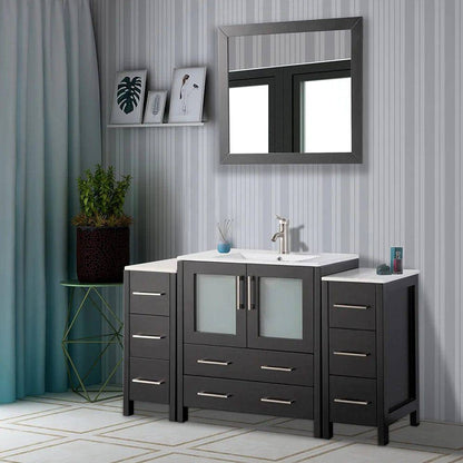 54 in. Single Sink Bathroom Vanity Combo Set in Espresso - Decohub Home