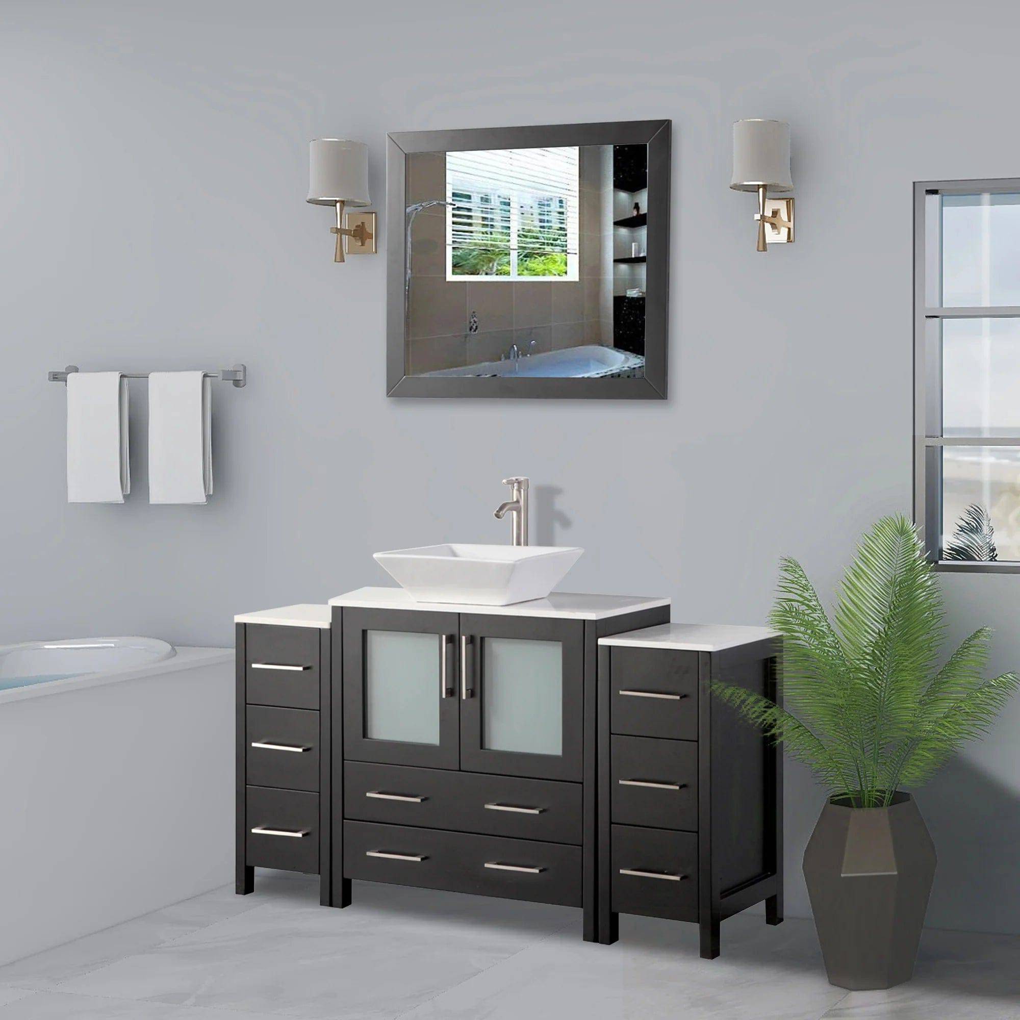 54 in. Single Sink Bathroom Vanity Combo Set in Espresso - Decohub Home