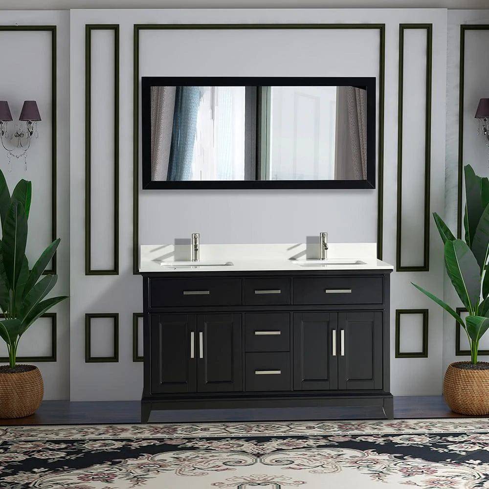60 in. Double Sink Bathroom Vanity Set in Espresso - Decohub Home