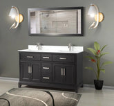 60 in. Double Sink Bathroom Vanity Set in Espresso - Decohub Home