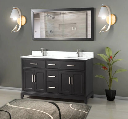 60 in. Double Sink Bathroom Vanity Set in Espresso - Decohub Home