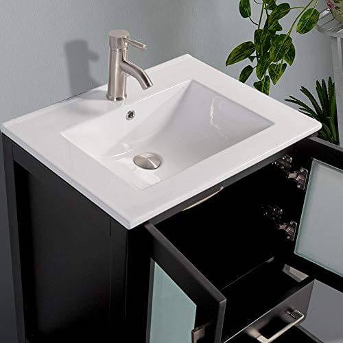 60 in. Double Sink Modern Bathroom Vanity Combo Set in Espresso - Decohub Home