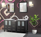60 in. Double Sink Modern Bathroom Vanity Combo Set in Espresso - Decohub Home