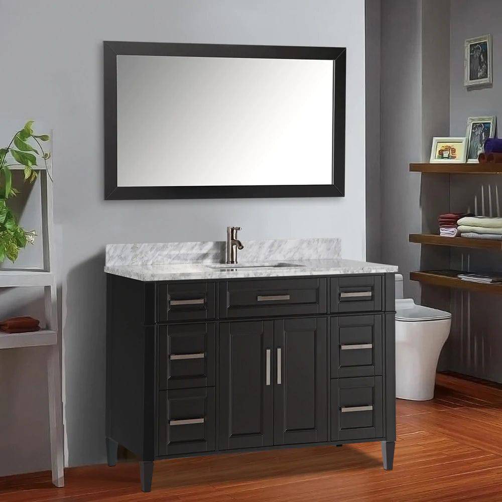 60 in. Single Sink Bathroom Vanity Set in Espresso ,Carrara Marble Stone Top