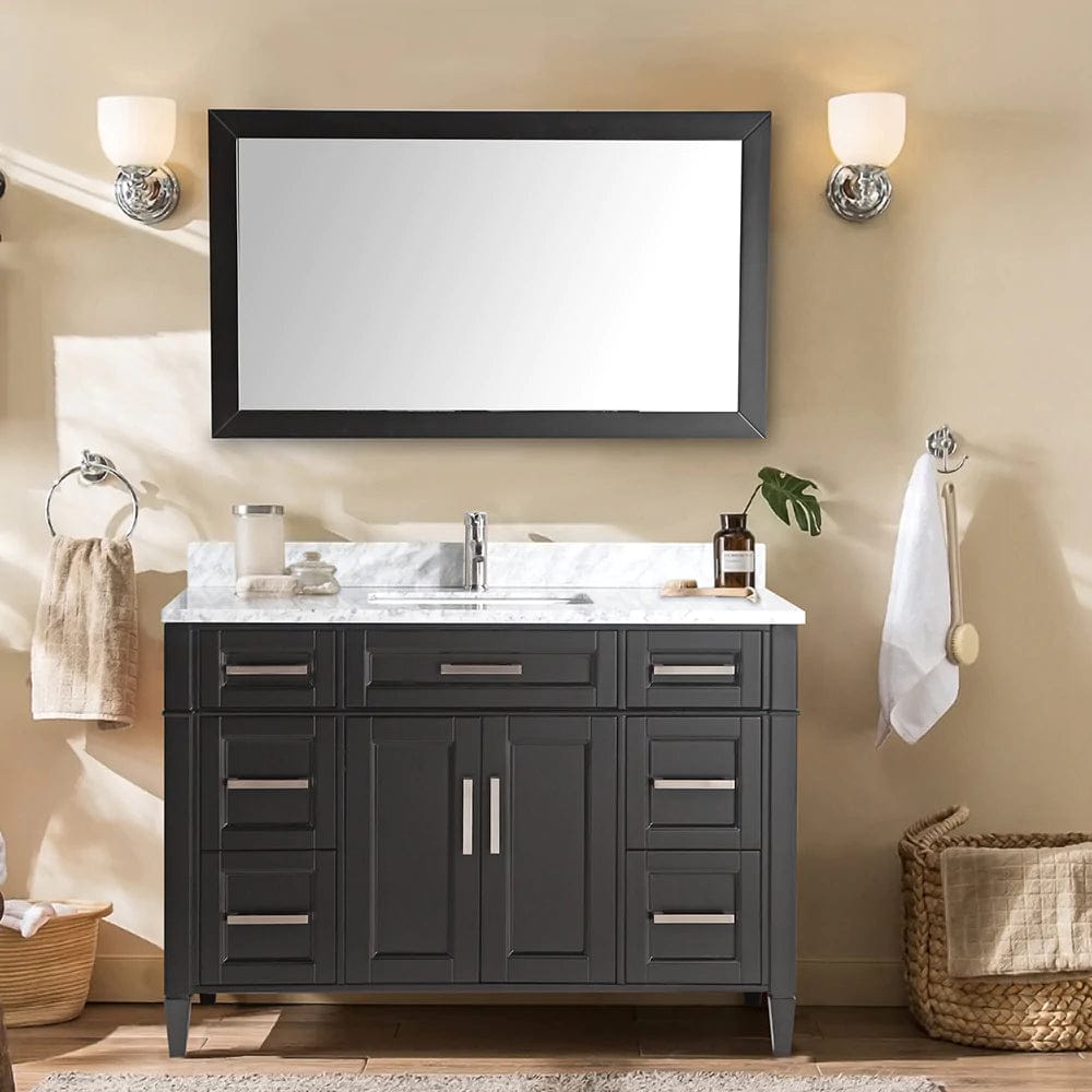 60 in. Single Sink Bathroom Vanity Set in Espresso ,Carrara Marble Stone Top - Decohub Home