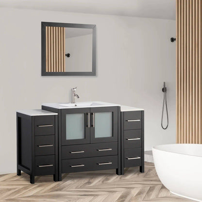 60 in. Single Sink Modern Bathroom Vanity Compact Set in Espresso - Decohub Home