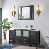 60 in. Single Sink Modern Bathroom Vanity Compact Set in Espresso - Decohub Home