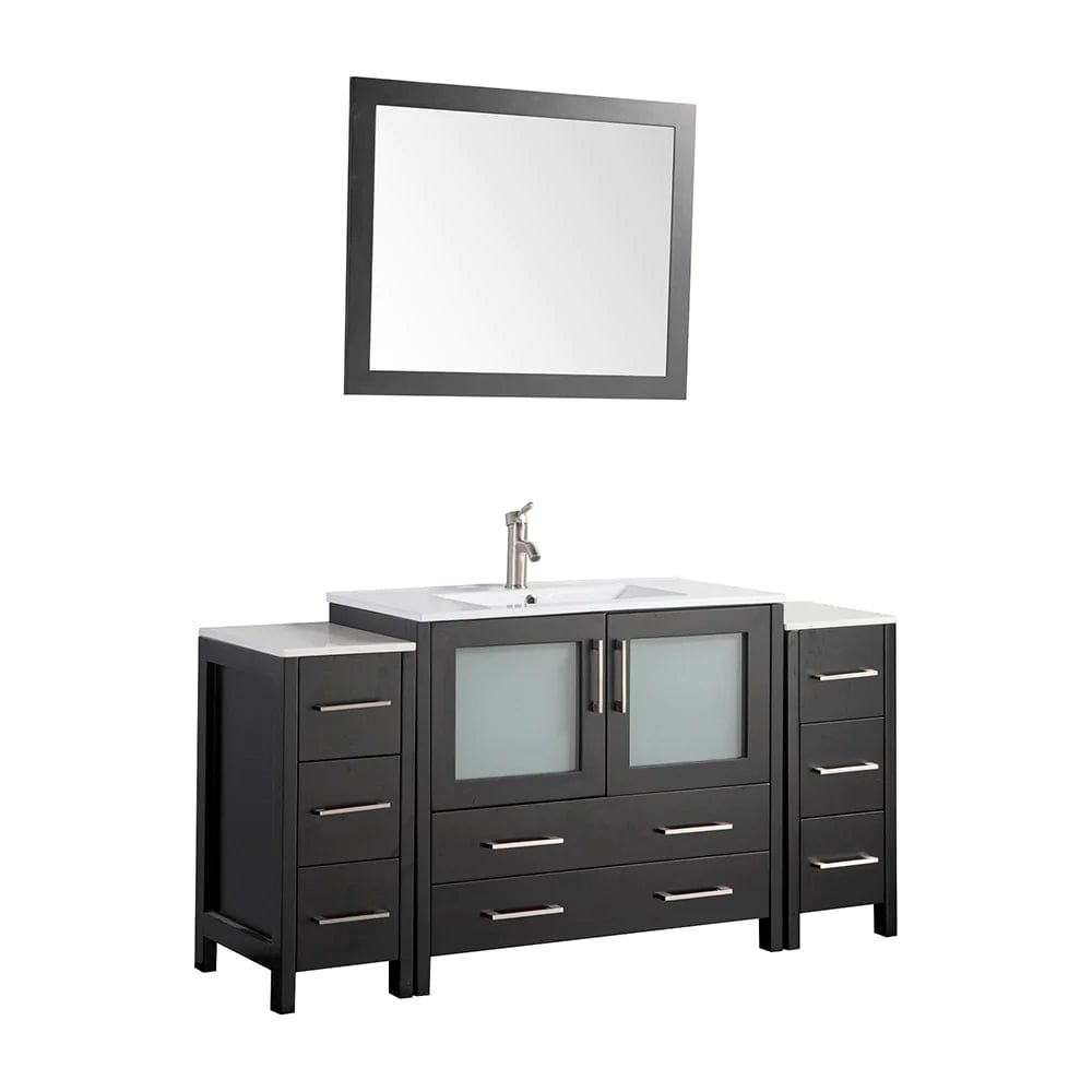 60 in. Single Sink Modern Bathroom Vanity Compact Set in Espresso - Decohub Home