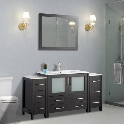 60 in. Single Sink Modern Bathroom Vanity Compact Set in Espresso - Decohub Home