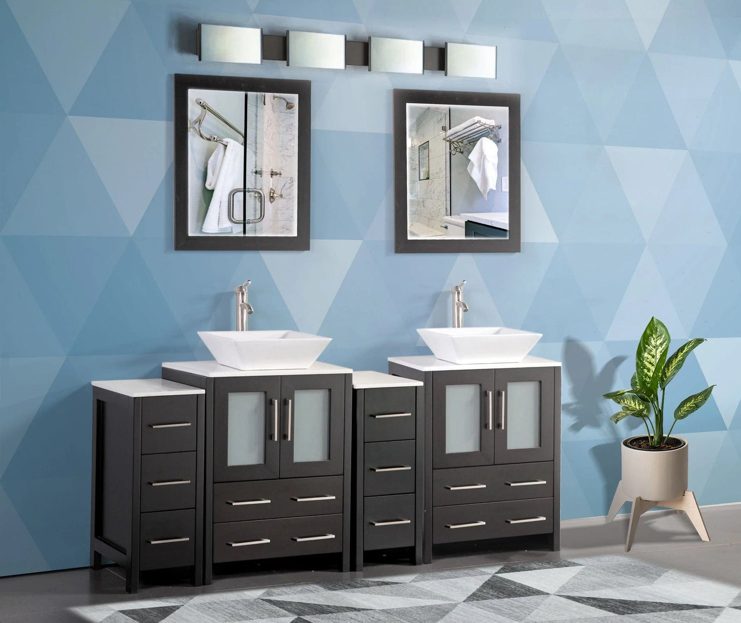 72 in. Double Sink Bathroom Vanity Combo Set in Espresso - Decohub Home