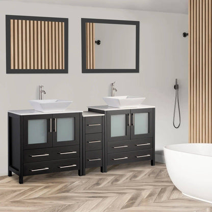 72 in. Double Sink Bathroom Vanity Combo Set in Espresso - Decohub Home