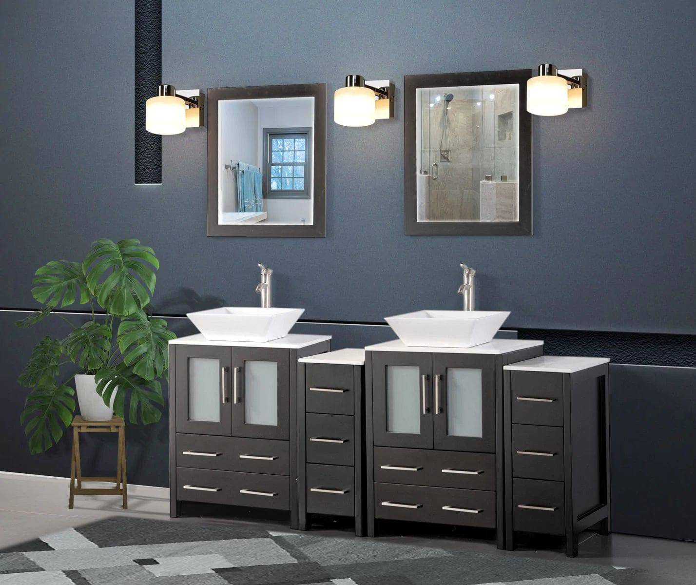 72 in. Double Sink Bathroom Vanity Combo Set in Espresso - Decohub Home