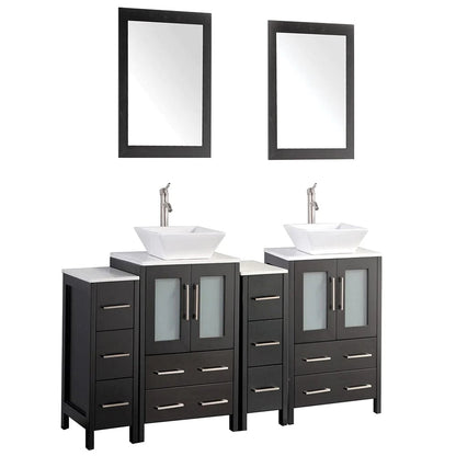 72 in. Double Sink Bathroom Vanity Combo Set in Espresso - Decohub Home