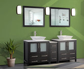 72 in. Double Sink Bathroom Vanity Combo Set in Espresso - Decohub Home