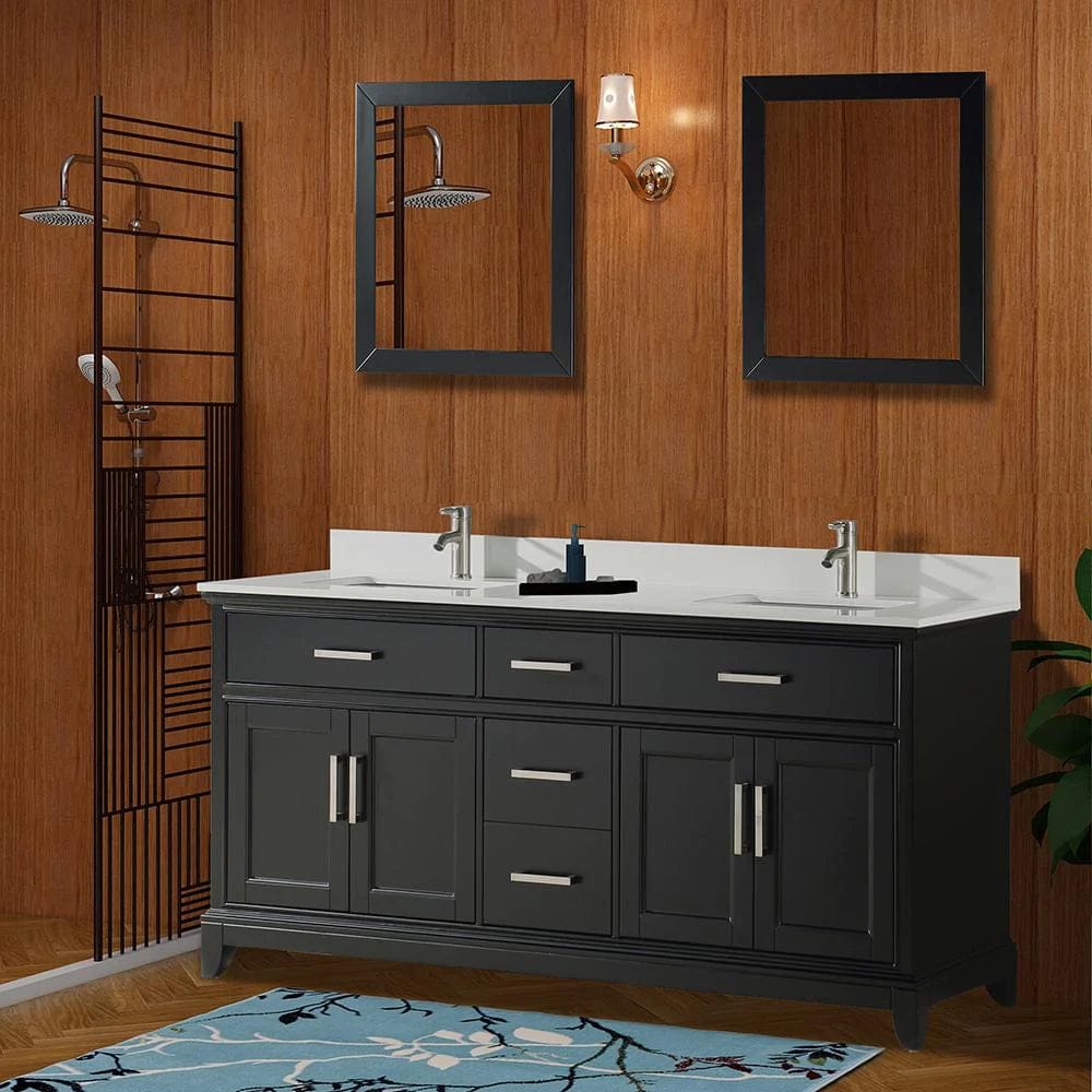 72 in. Double Sink Bathroom Vanity Set in Espresso - Decohub Home