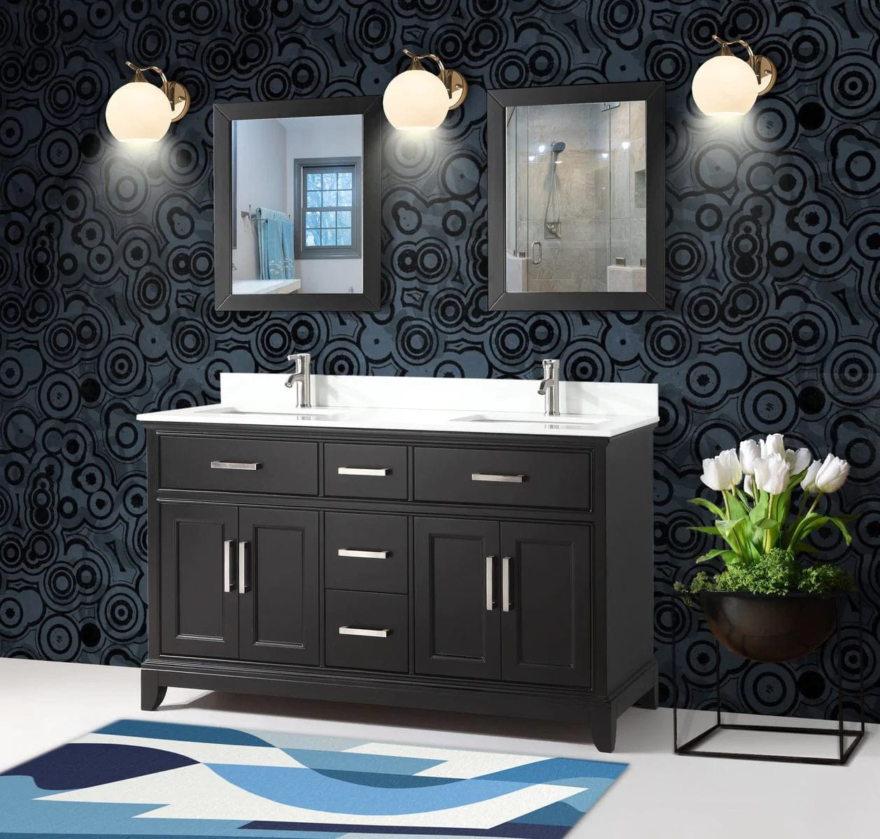 72 in. Double Sink Bathroom Vanity Set in Espresso - Decohub Home