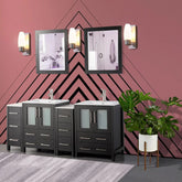 72 in. Double Sink Modern Bathroom Vanity Combo Set in Espresso - Decohub Home