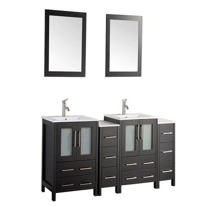 72 in. Double Sink Modern Bathroom Vanity Combo Set in Espresso - Decohub Home