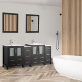 72 in. Double Sink Modern Bathroom Vanity Combo Set in Espresso - Decohub Home