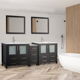 72 in. Double Sink Modern Bathroom Vanity Set in Espresso - Decohub Home