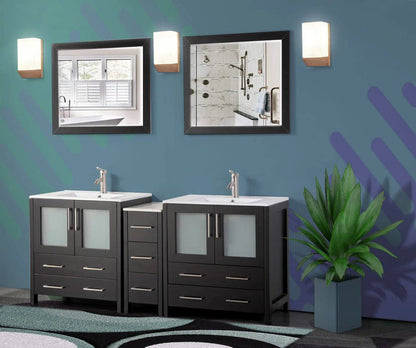 72 in. Double Sink Modern Bathroom Vanity Set in Espresso - Decohub Home