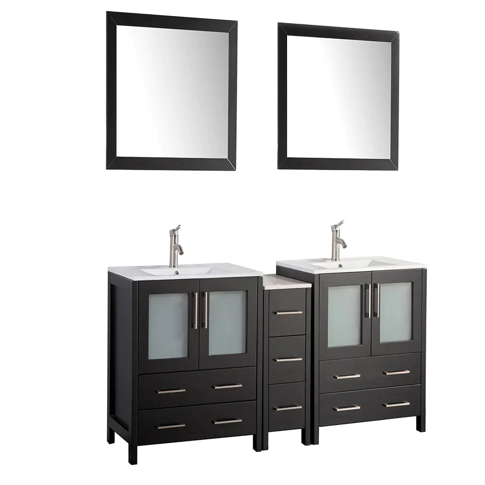 72 in. Double Sink Modern Bathroom Vanity Set in Espresso - Decohub Home