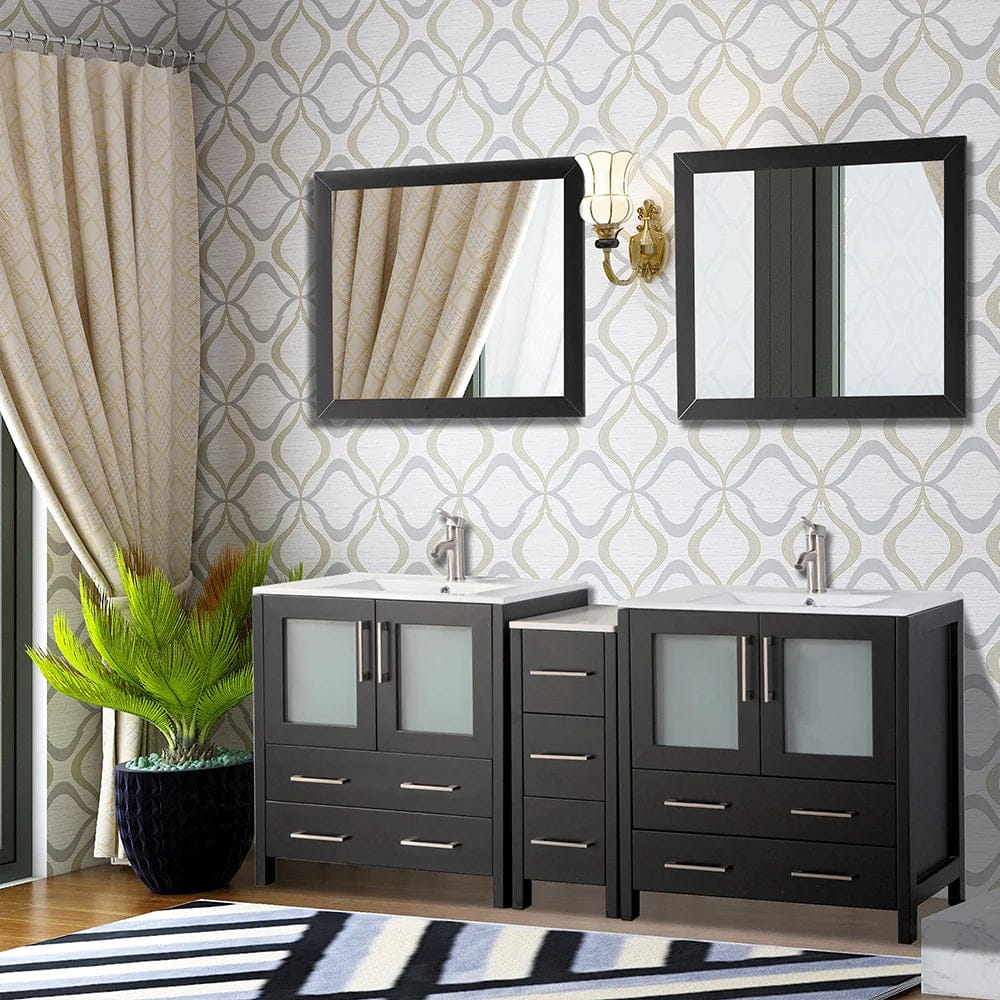 72 in. Double Sink Modern Bathroom Vanity Set in Espresso - Decohub Home