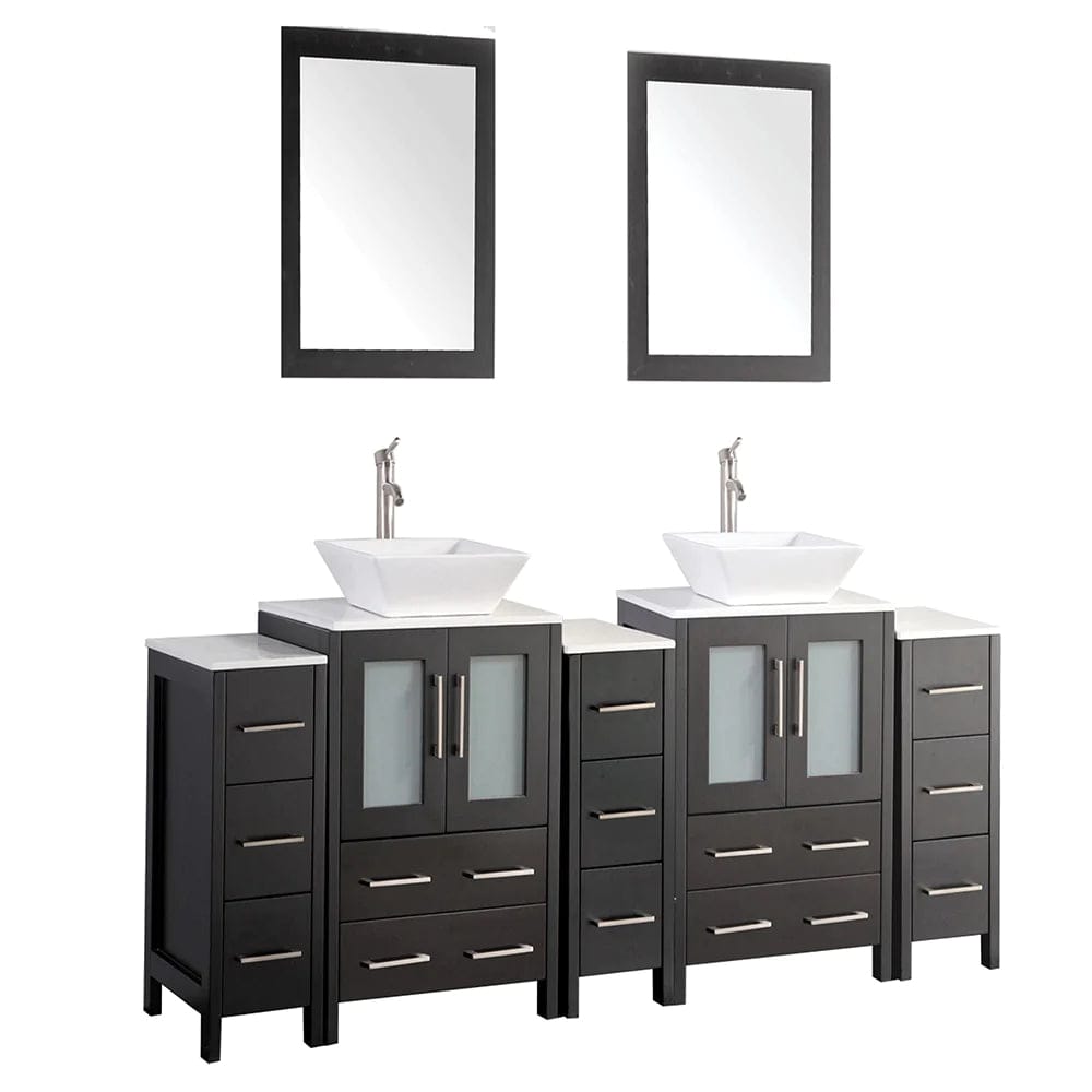 84 in. Double Sink Bathroom Vanity Combo Set in Espresso - Decohub Home