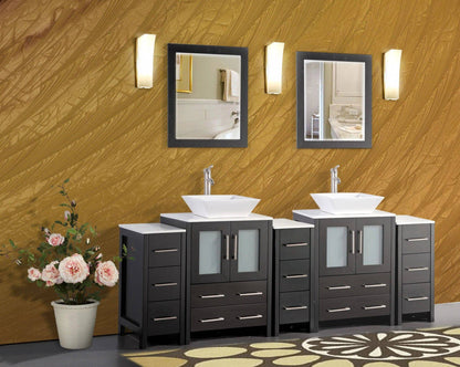 84 in. Double Sink Bathroom Vanity Combo Set in Espresso - Decohub Home