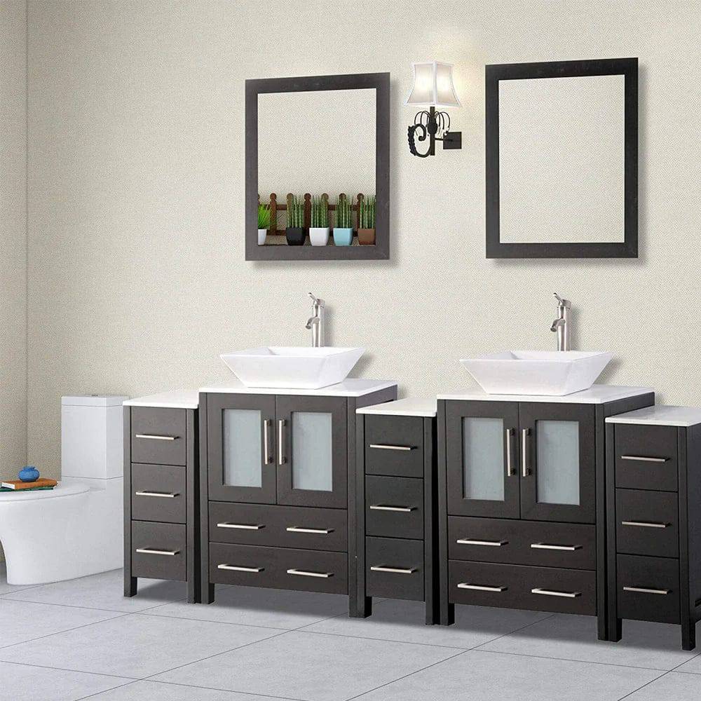 84 in. Double Sink Bathroom Vanity Combo Set in Espresso - Decohub Home