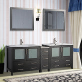 84 in. Double Sink Modern Bathroom Vanity Compact Set in Espresso - Decohub Home