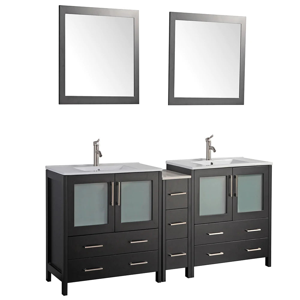 84 in. Double Sink Modern Bathroom Vanity Compact Set in Espresso - Decohub Home