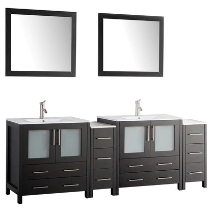 84 in. Double Sink Modern Bathroom Vanity Set in Espresso - Decohub Home