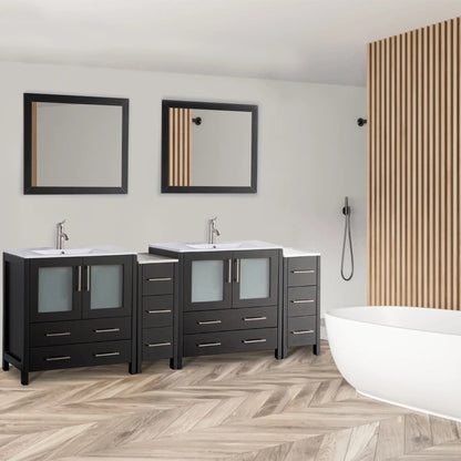 84 in. Double Sink Modern Bathroom Vanity Set in Espresso - Decohub Home