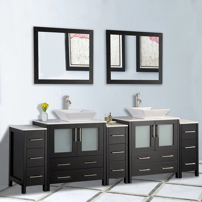 96 in. Double Sink Bathroom Vanity Combo Set in Espresso
