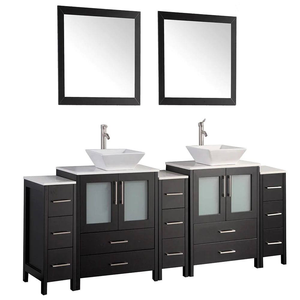 96 in. Double Sink Bathroom Vanity Combo Set in Espresso - Decohub Home