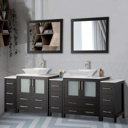 96 in. Double Sink Bathroom Vanity Combo Set in Espresso - Decohub Home