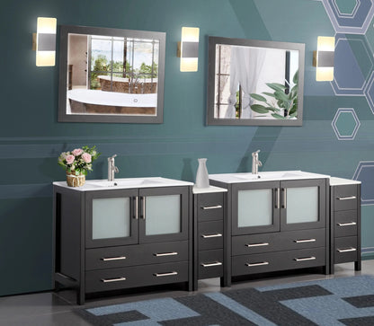 96 in. Double Sink Modern Bathroom Vanity Compact Set in Espresso - Decohub Home