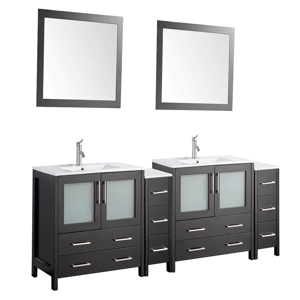 96 in. Double Sink Modern Bathroom Vanity Compact Set in Espresso - Decohub Home